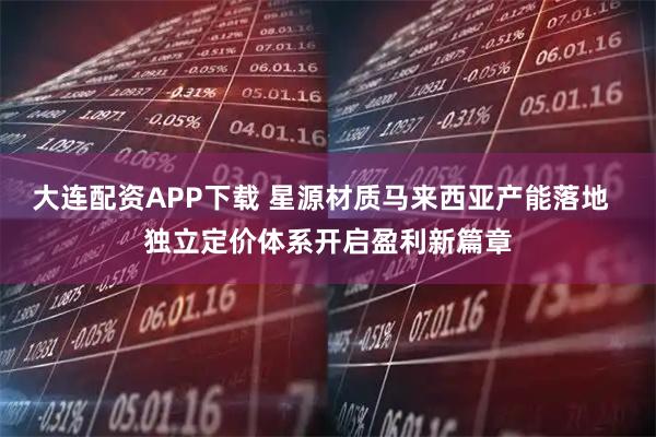 大连配资APP下载 星源材质马来西亚产能落地  独立定价体系开启盈利新篇章