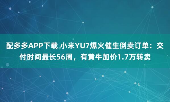 配多多APP下载 小米YU7爆火催生倒卖订单：交付时间最长56周，有黄牛加价1.7万转卖