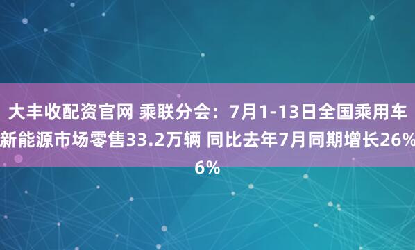大丰收配资官网 乘联分会：7月1-13日全国乘用车新能源市场零售33.2万辆 同比去年7月同期增长26%