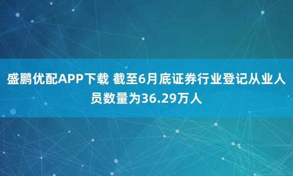 盛鹏优配APP下载 截至6月底证券行业登记从业人员数量为36.29万人